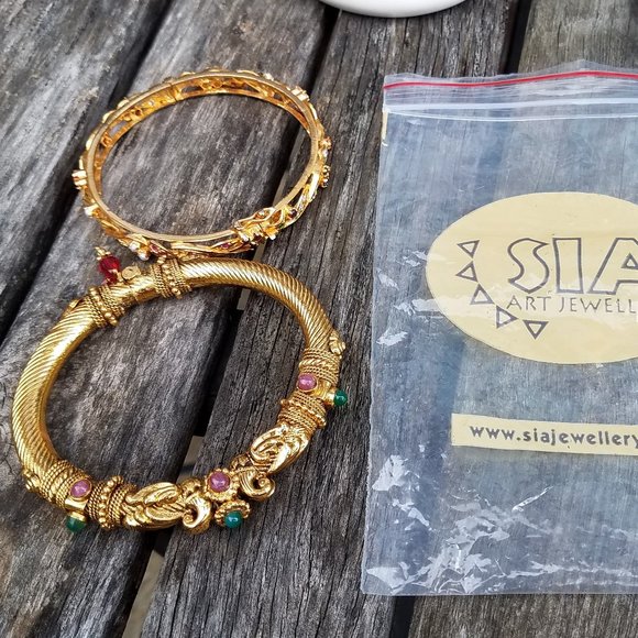 Sia Art Jewelry Jewelry - India 24k Gold Plated Jeweled Bangles